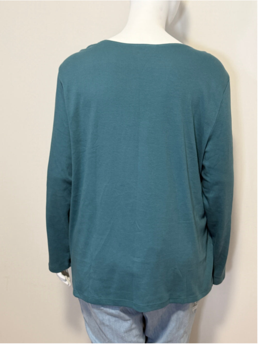 Karen Scott Plus Size 3X Teal 100% Cotton Long Sleeve Top / T-Shirt NWT
