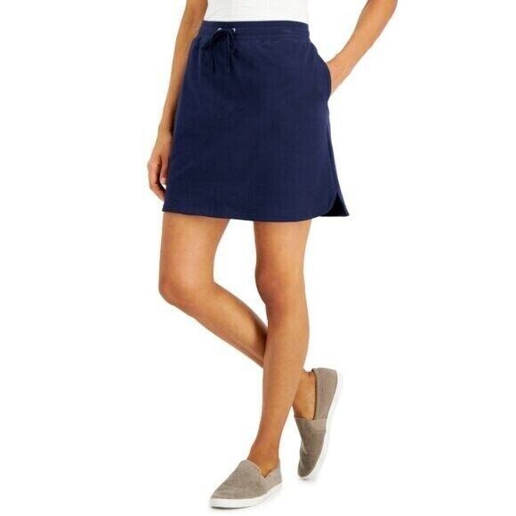 Karen Scott Knit Navy Blue Draw-String Waist Skort NWT