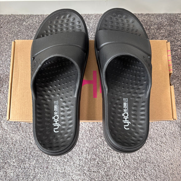 Ryka Women's 9 Black Comfortable Foot Conforming Sport Slides NIB