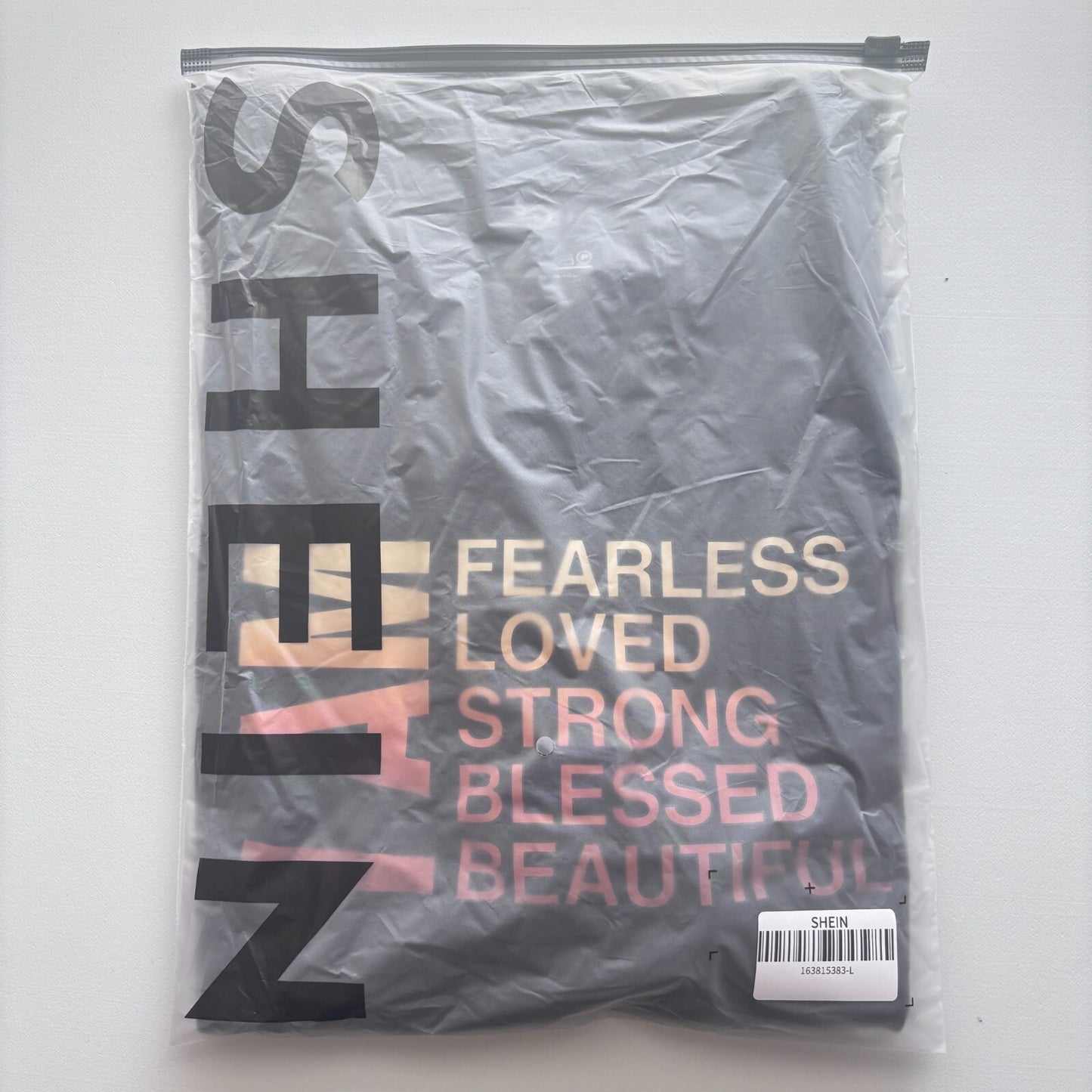 SHEIN Women's Boxy Oversized Black Graphic Tee - Fearless, Loved, Strong NIB