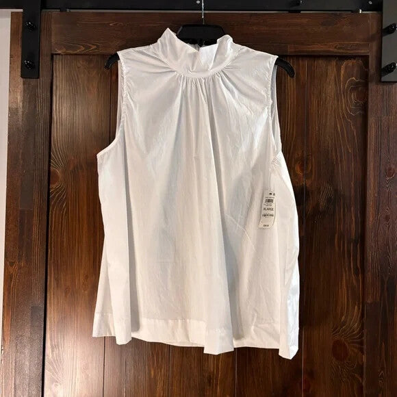 I.N.C. International Concepts Women's White Sleeveless Mock-Neck Blouse NWT