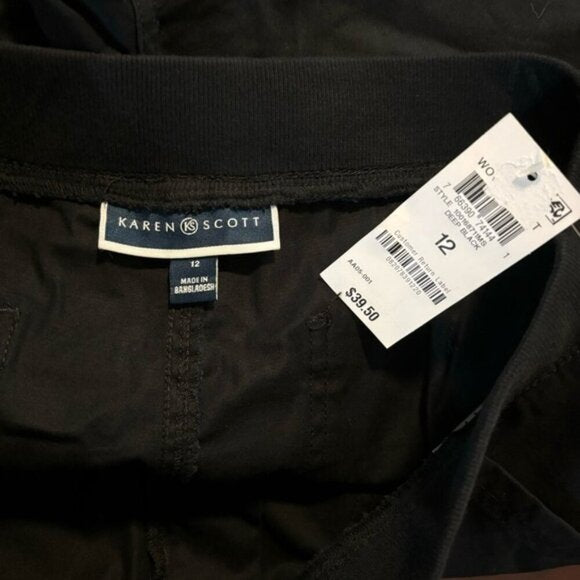 Karen Scott Women's Mid Rise Stretch-Waist Black Casual Shorts NWT
