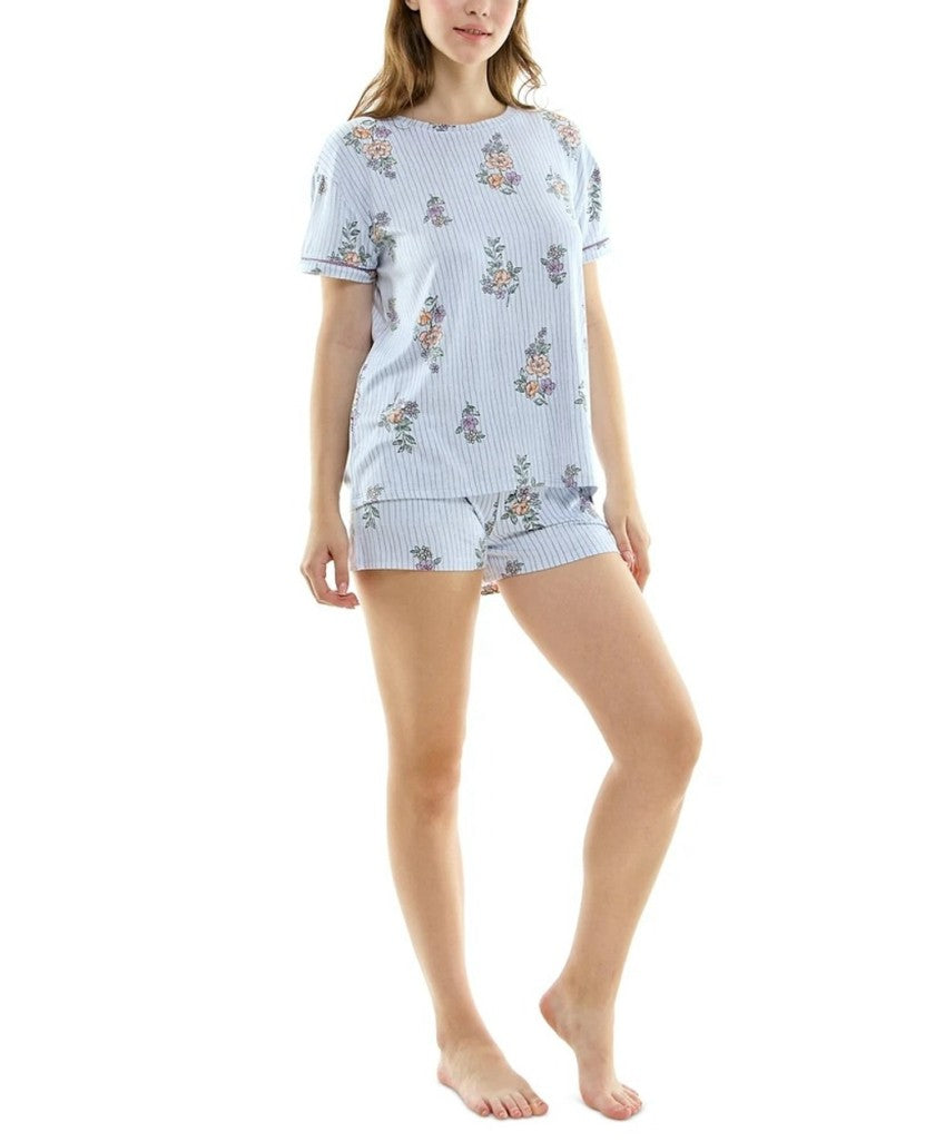 Roudelain Women's 2-Pc Soft Blue Striped Pajamas Set w/ Shorts NWT