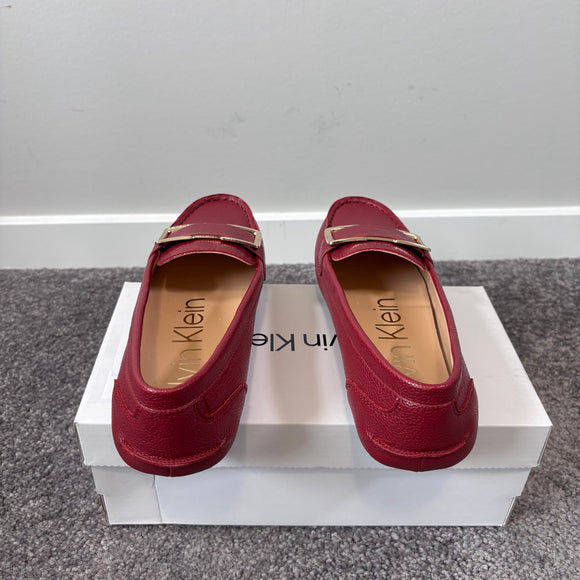 Calvin Klein Women's 6.5 Dark Red Vegan Leather Slip-On Loafers NIB