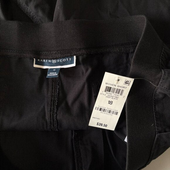 Karen Scott Women's Mid Rise Stretch-Waist Black Casual Shorts NWT