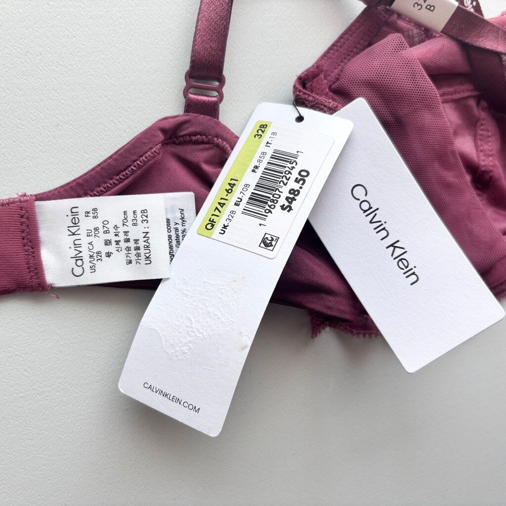 Calvin Klein Women's Size 32B Seductive Comfort With Lace Full Coverage Bra NWT