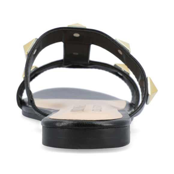 Journee Collection Women's 9 Black & Gold Kendall Studded Sandals NIB