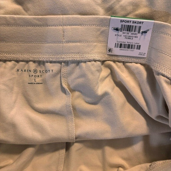 Karen Scott Knit Beige Draw-String Waist Skort NWT