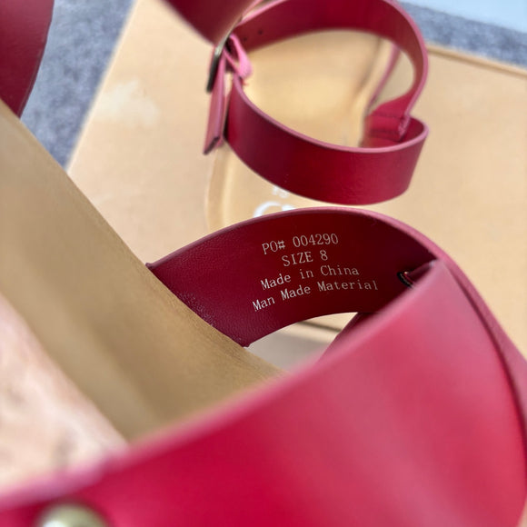 Journee Collection Women's Size 8 & 8.5 Red Cork Block Heel Valentina Shoes NIB
