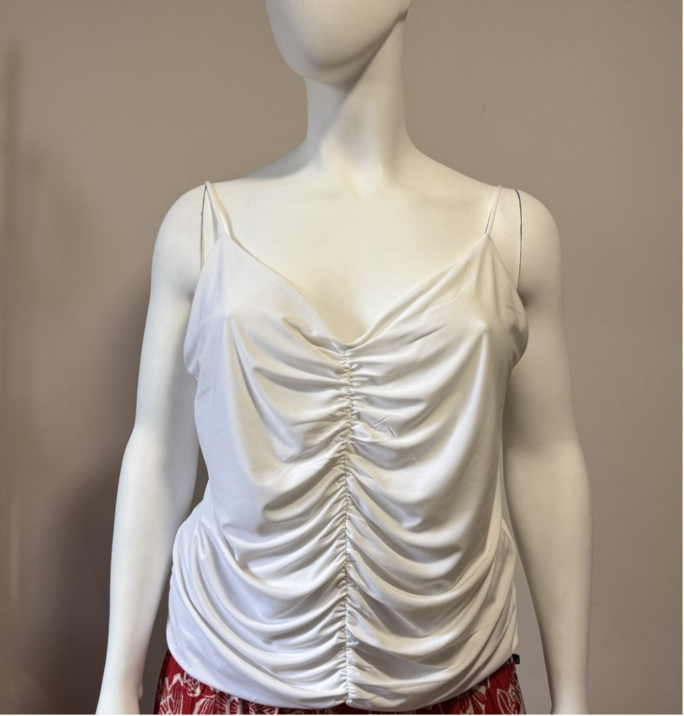 Bar III Women's XXL White Ruched Spaghetti Strap Camisole Tank Top NWT