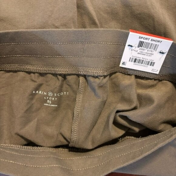 Karen Scott Pull-On Stretchy Elastic Waist Knit Casual Brown Shorts NWT