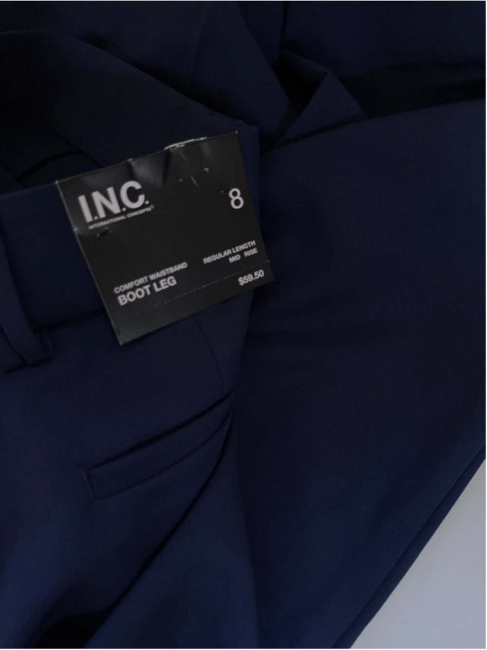 INC International Concepts Size 8 Navy Boot Cut Mid-Rise Dress Pants NWT