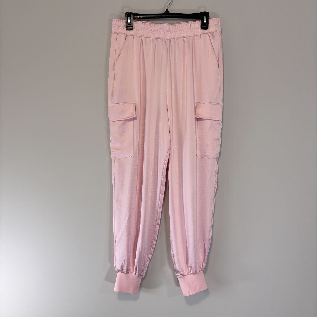 INC International Concepts Size Large Light Pink Satin Jogger Pants NWT