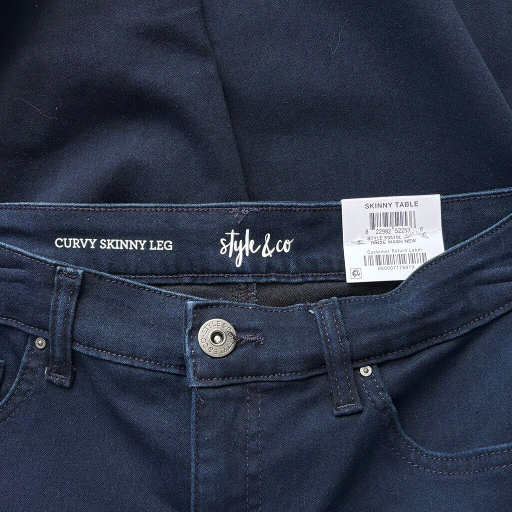 Style & Co. Women's Size 6L Curvy-Fit Blue Rinse Wash Mid-Rise Skinny Jeans NWT