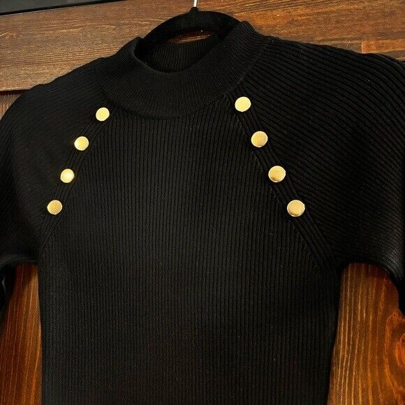 BCX Juniors XS Long Sleeve Ribbed Mock Neck Button Detail Sweater NWT