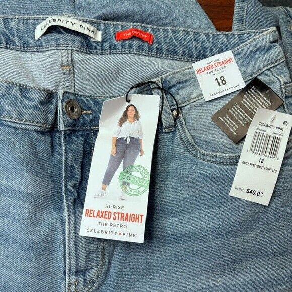 Celebrity Pink Plus Size High-Rise Straight-Leg Distressed Ankle Jeans NWT