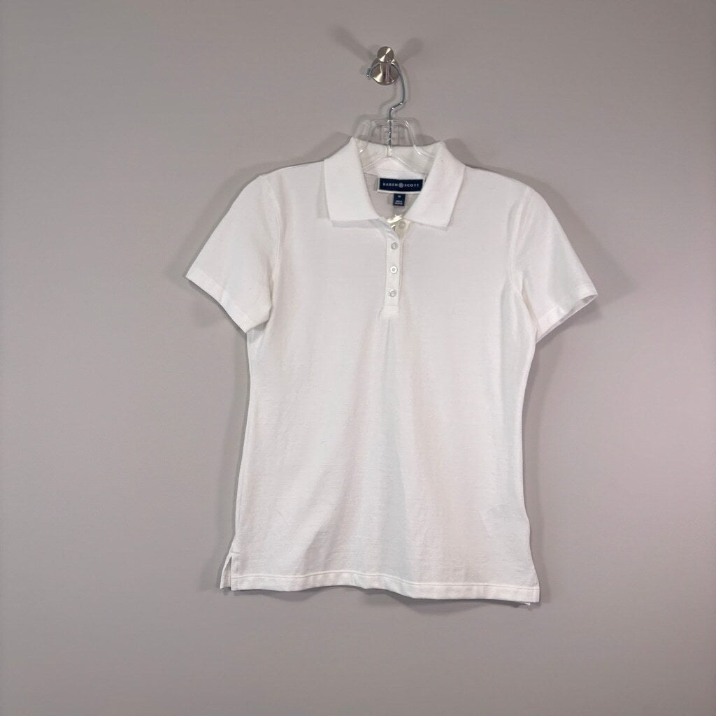 Karen Scott Petite White Knit 100% Cotton Short Sleeve Polo NWT.