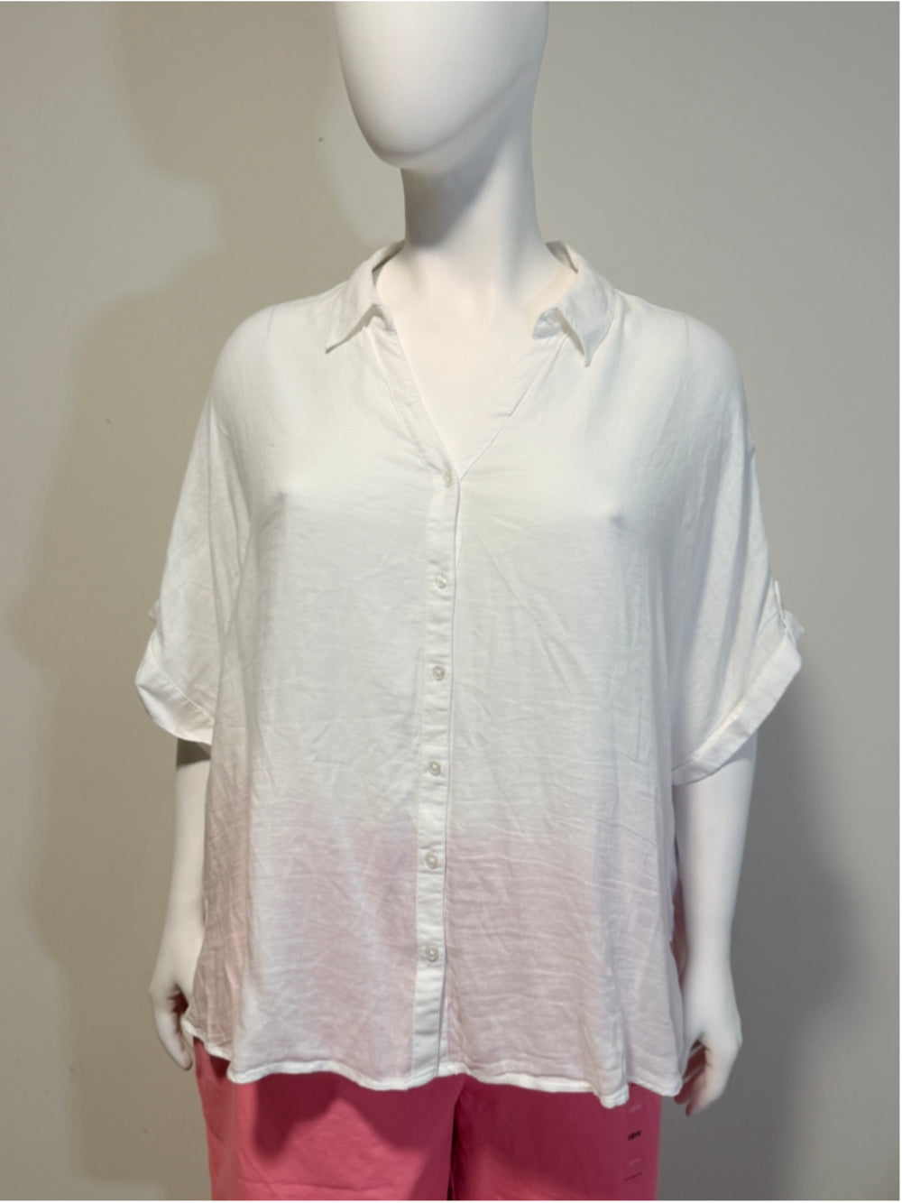 Gloria Vanderbilt Size 3X White Short Sleeve Button-Down Short Sleeve Shirt NWT