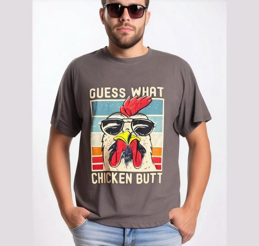 SHEIN Men's Medium Grey Funny Tee Chicken Graphic T-Shirt Humor NIB