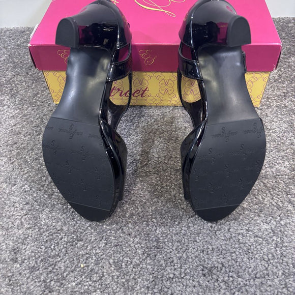 Easy Street Women's 6.5 Black Patent Flash Dress Strappy Heels NIB