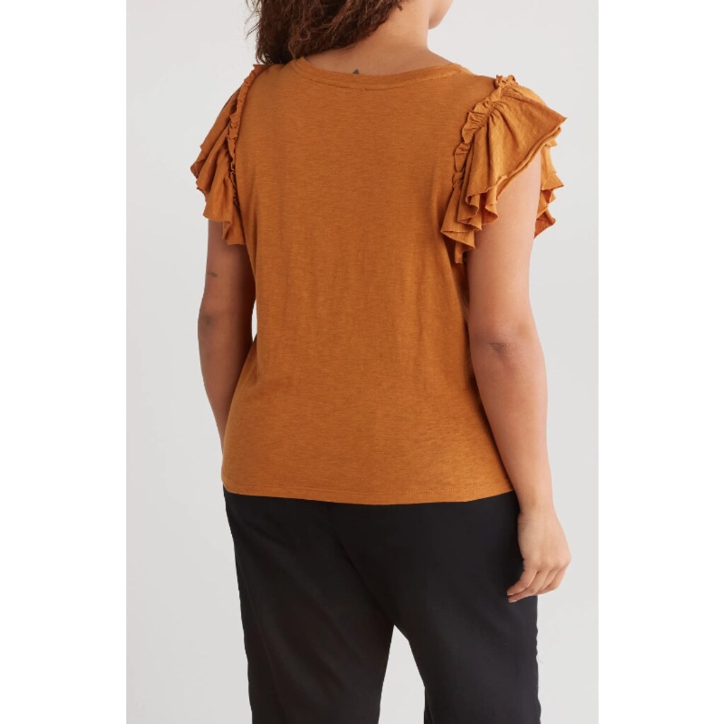 Industry Republic Clothing XS Flutter Ruffle Sleeve Pima Cotton T-Shirt NWT