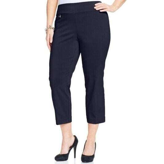 Alfani Plus Size Navy Blue Stretchy Tummy-Control Capri Pants NWT