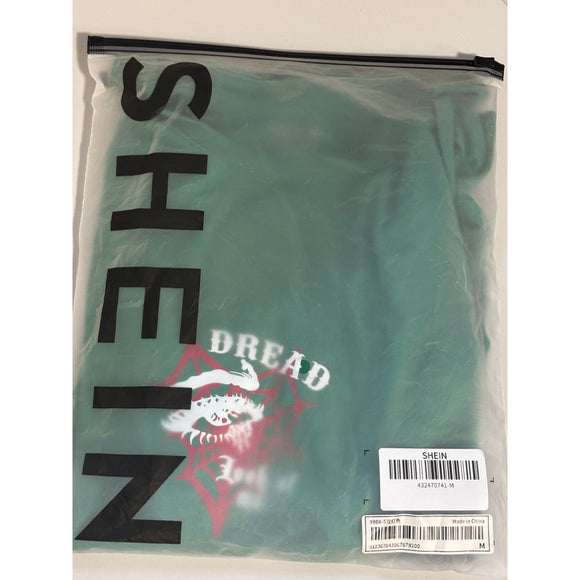 SHEIN Size Medium Dread Graphic Green Short Sleeve T-Shirt NWT