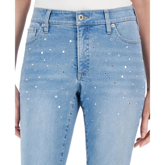 I.N.C. International Concepts 4 Studded Distressed-Knee Skinny Jeans