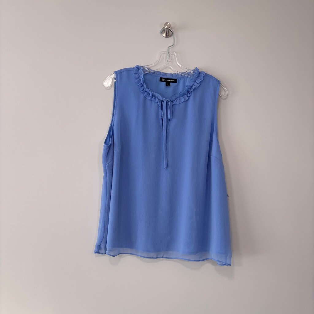 INC International Concepts Women's XL Blue Crinkle Chiffon Sleeveless Blouse NWT