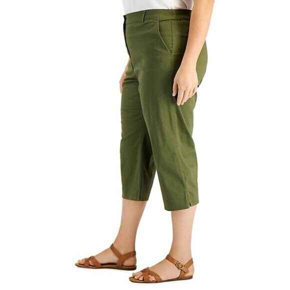 Karen Scott Women's Olive Green Comfort Waist Capri Pants NWT