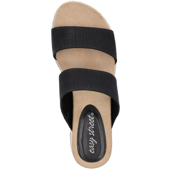 Easy Street Women's 9.5 Black Maryann Wedge Walking Sandals / Shoes NIB
