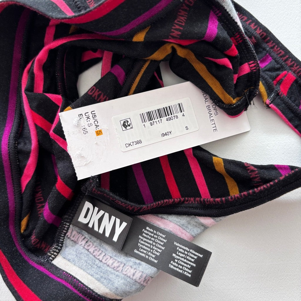 DKNY Women's Size Small Black Multicolor Striped Modal Bralette NWT