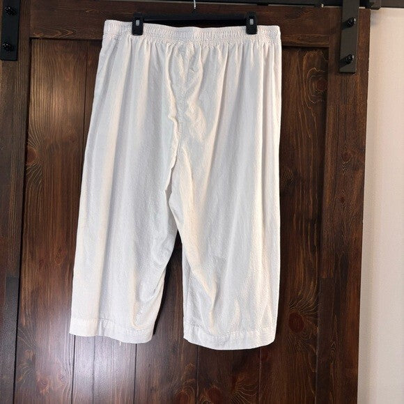 Karen Scott Size Petite XL Emilia Cotton White High-Rise Long Shorts NWOT