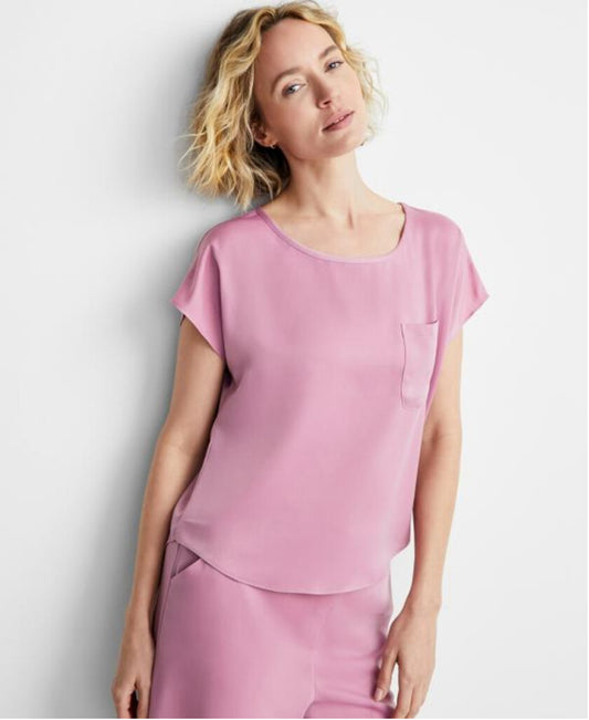 State of Day Women's Pink 2-Pc. Crepe de Chine Short-Sleeve Pajama Set NWT