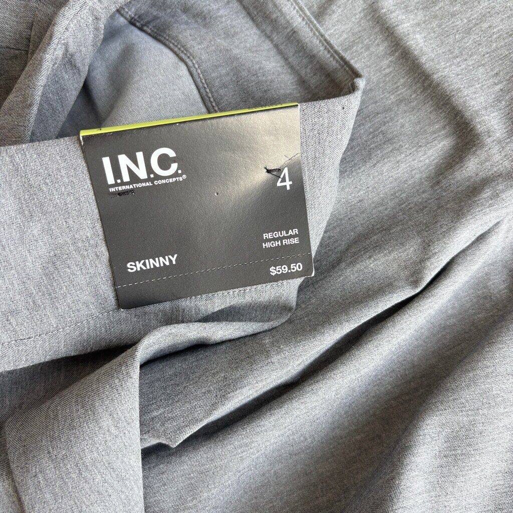 INC International Concepts 4 Grey Tummy-Control High-Rise Skinny Dress Pants NWT