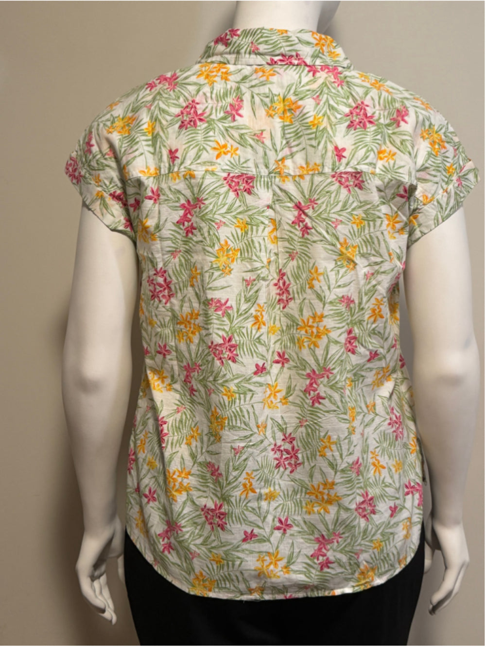 Style & Co. Plus Size 0X Floral Printed 100% Cotton Button-Down Shirt NWT