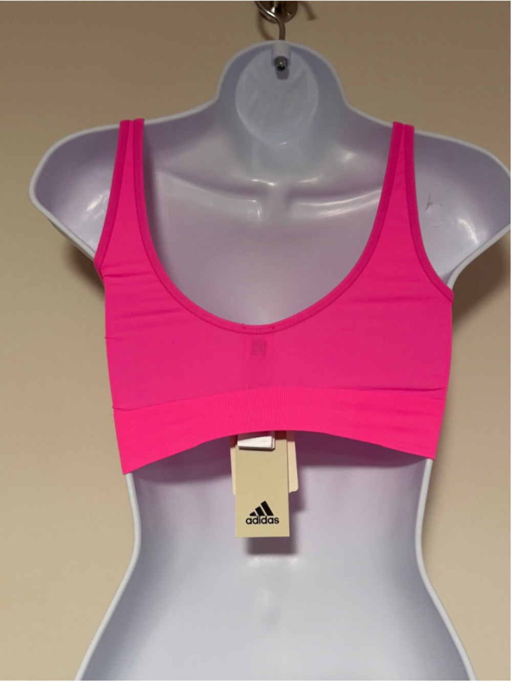 Adidas Women's XS Hot Pink Seamless Scoop Medium Impact Lounge Bra NWT