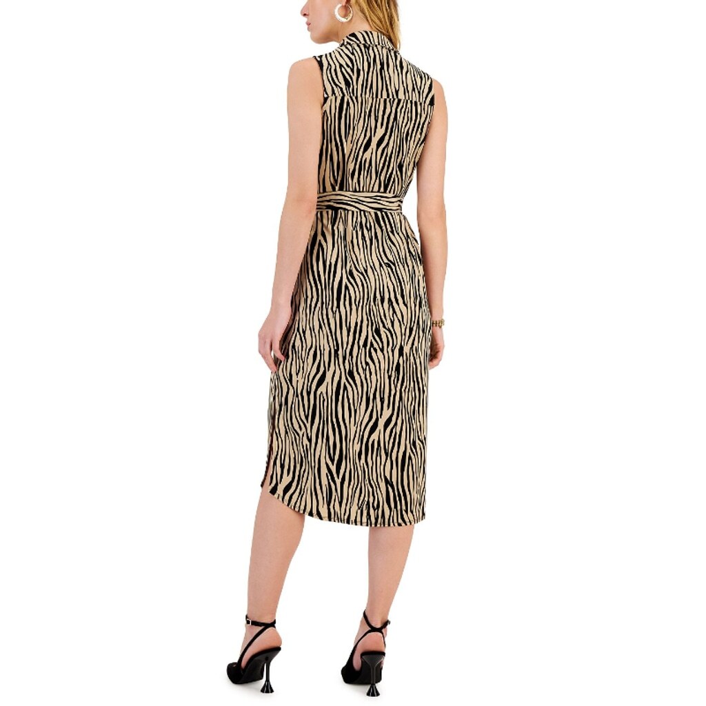 INC International Concepts XL Collared Sleeveless Zebra Print Midi Dress NWT