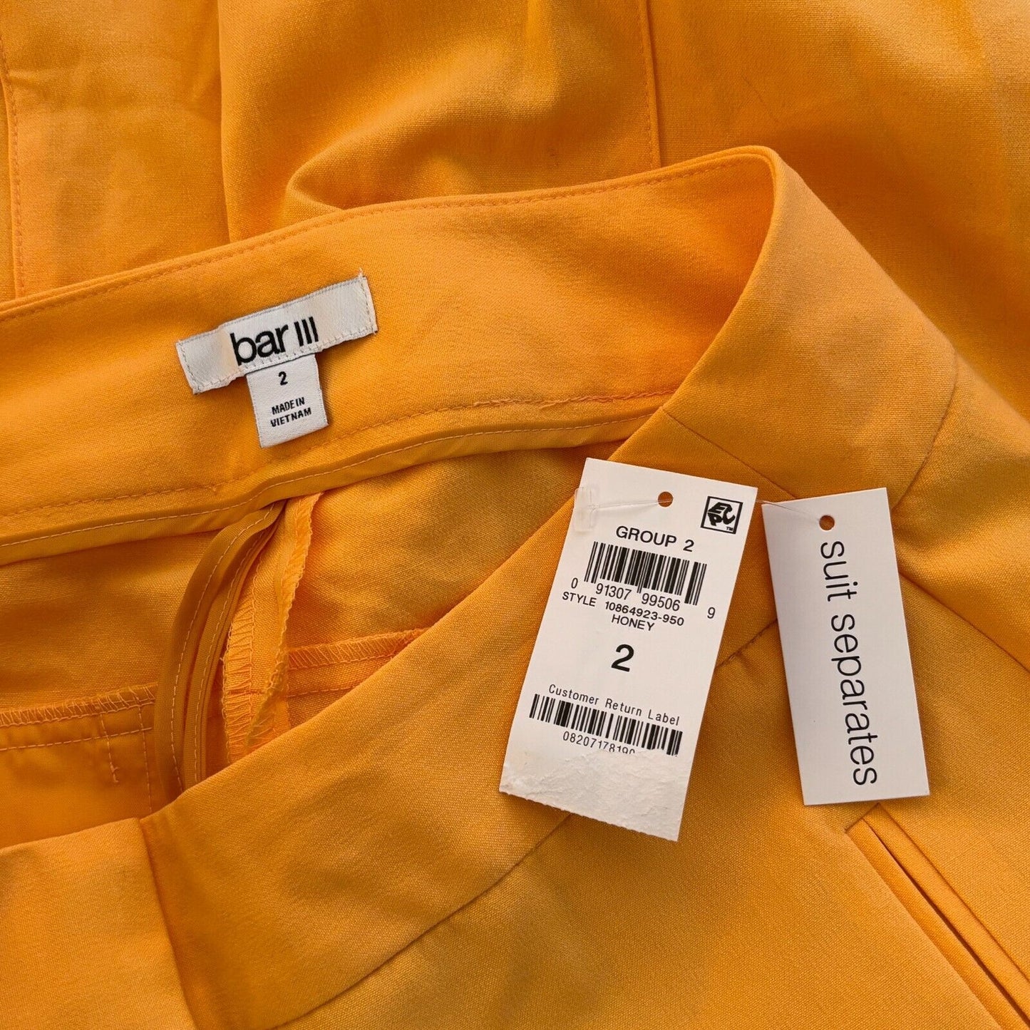 BAR III Women's Stretch Straight-Leg Bright Yellow Ankle Dress Pants NWT