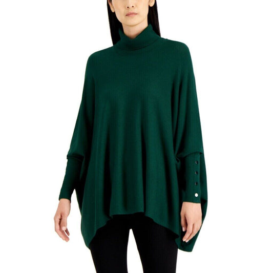 Alfani Women's Forest Green Turtleneck Poncho Sweater NWT