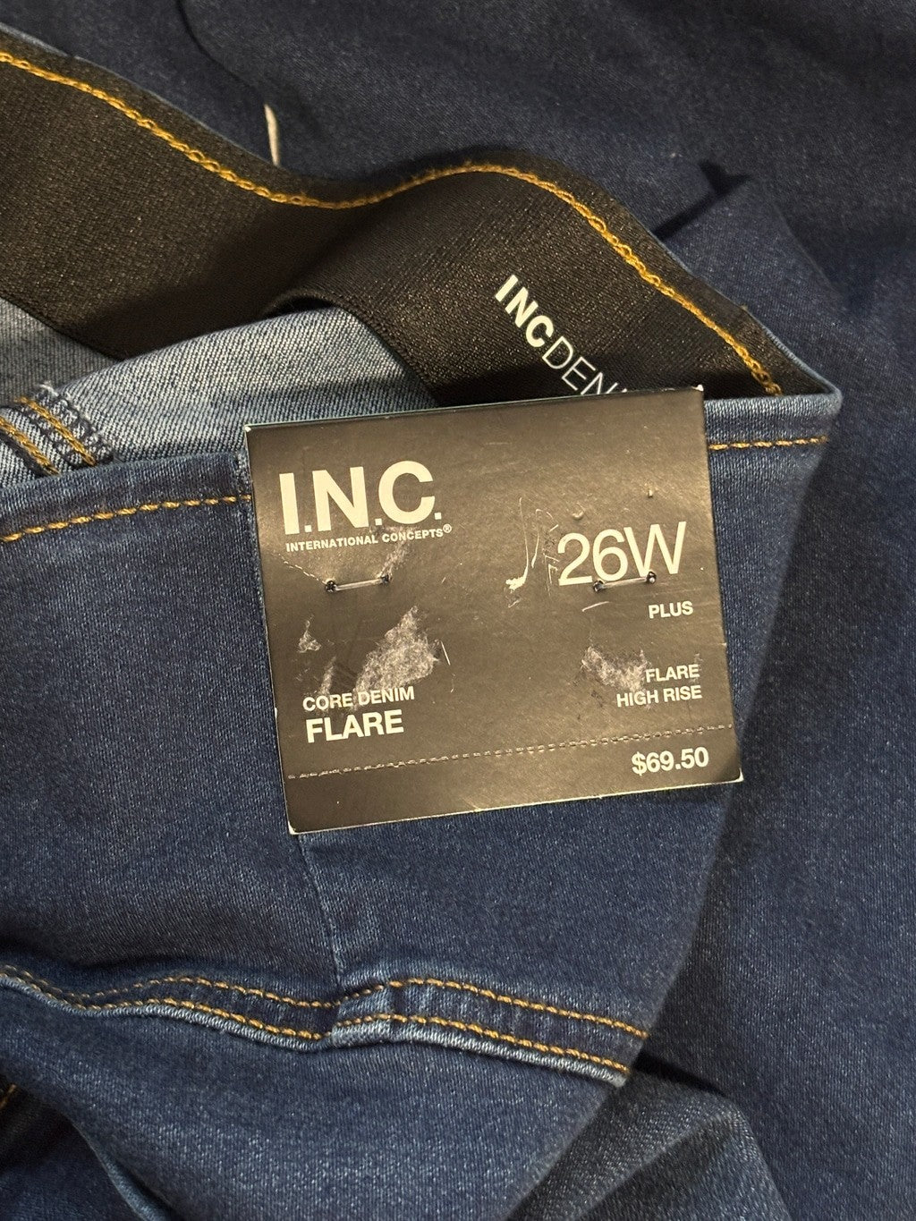 INC International Concepts Plus Size 26W Pull-On Blue Flare Jeans NWT