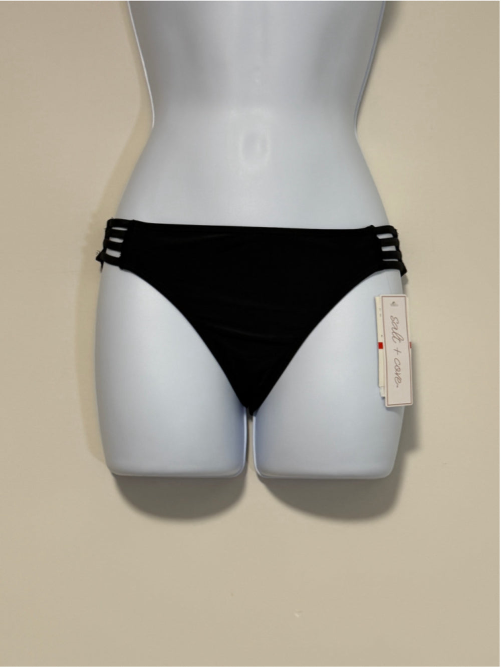 Salt + Cove Size Extra Small Black Strappy-Side Hipster Bikini Bottoms NWT