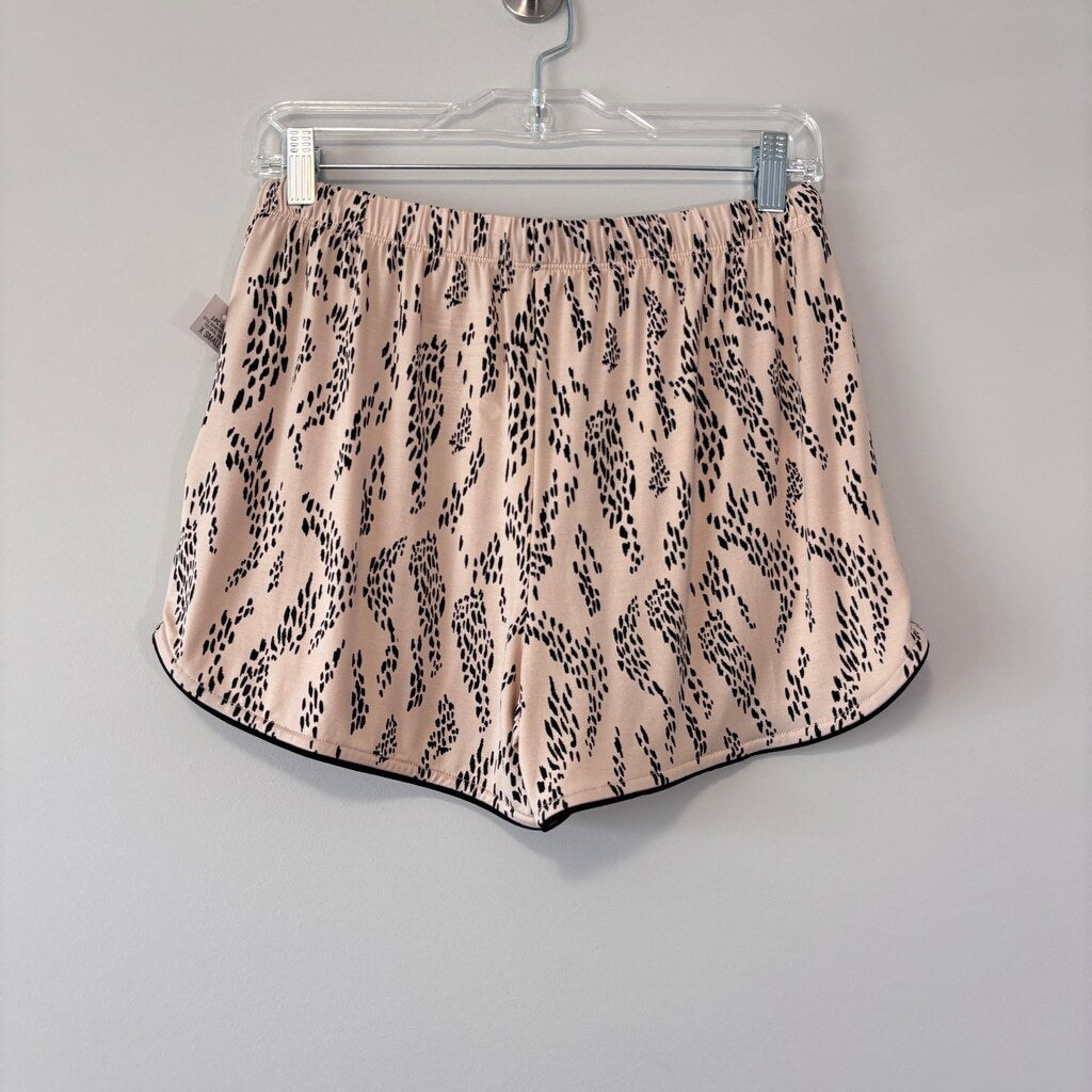 State of Day Women's Beige & Black 2-Pc. Short-Sleeve & Shorts Pajama Set NWT