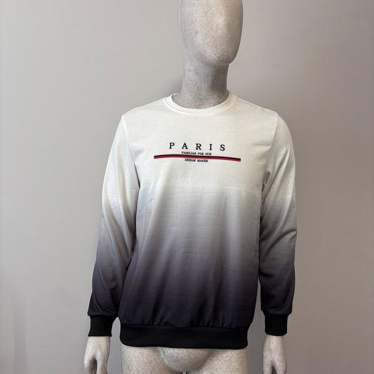 Shein Men's Size Medium White & Black Gradient Paris Pullover Sweater NIB