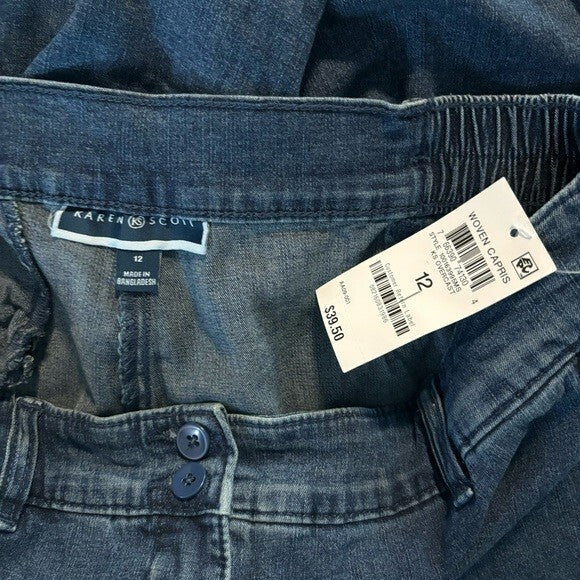 Karen Scott Women's Denim Comfort Waist Capri Pants NWT.
