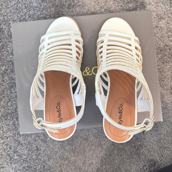 Style & Co Women's 7 White Caged Upper Cone Heel Dress Sandals / Shoes NIB