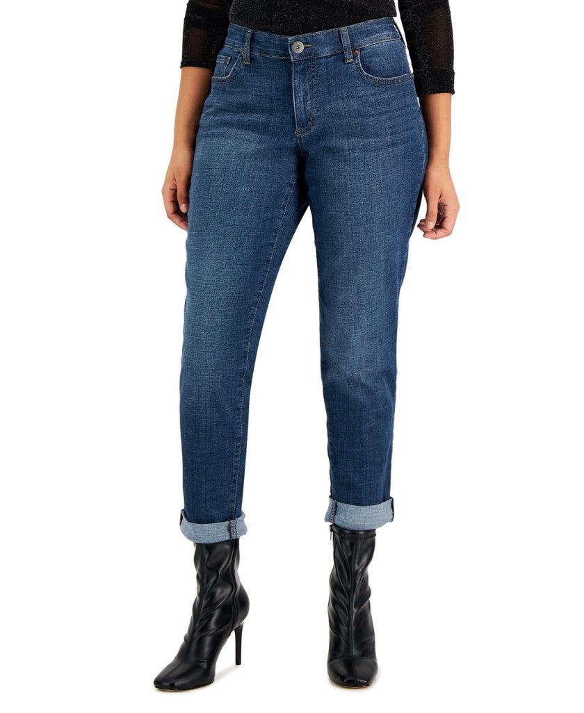 INC International Concepts Size 4 Mid Rise Straight Jeans, Cuffed NWT