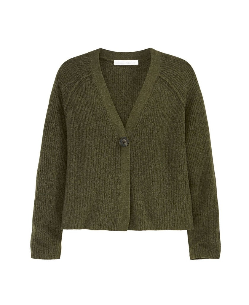 Adyson Parker Women's Large Cropped Knit Button Front Cardigan Olive Green NWT