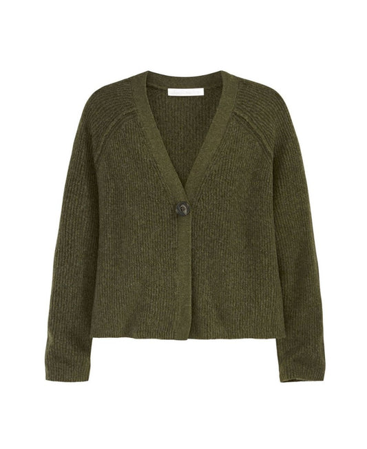Adyson Parker Women's Large Cropped Knit Button Front Cardigan Olive Green NWT
