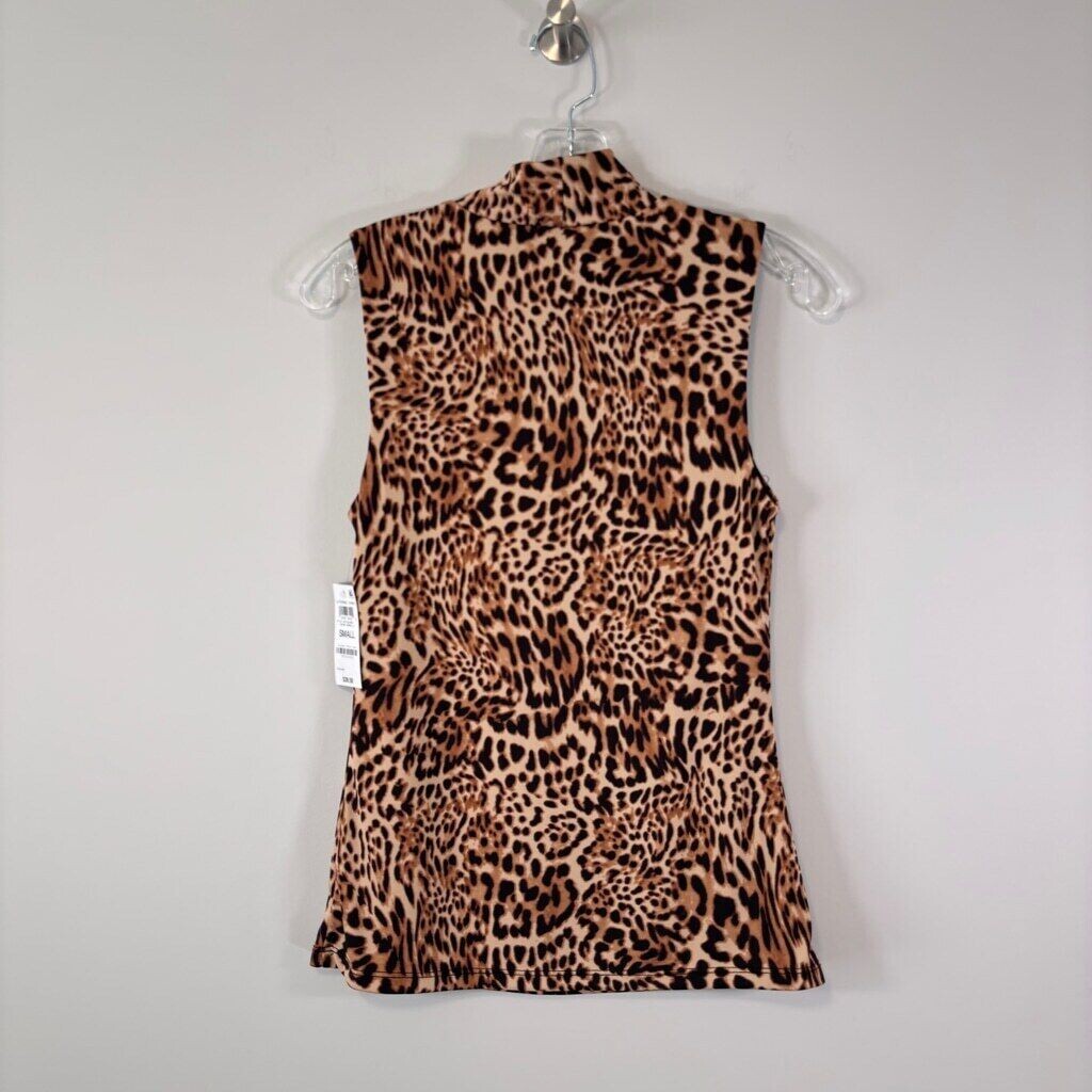 INC International Concepts Women's Leopard Mock-Neck Tank Top NWT